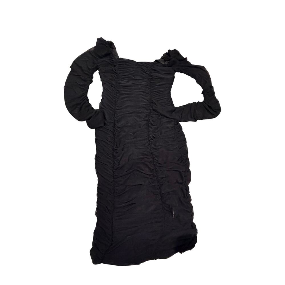 Fashion Nova Black Stretch Ruched Dress Size Large